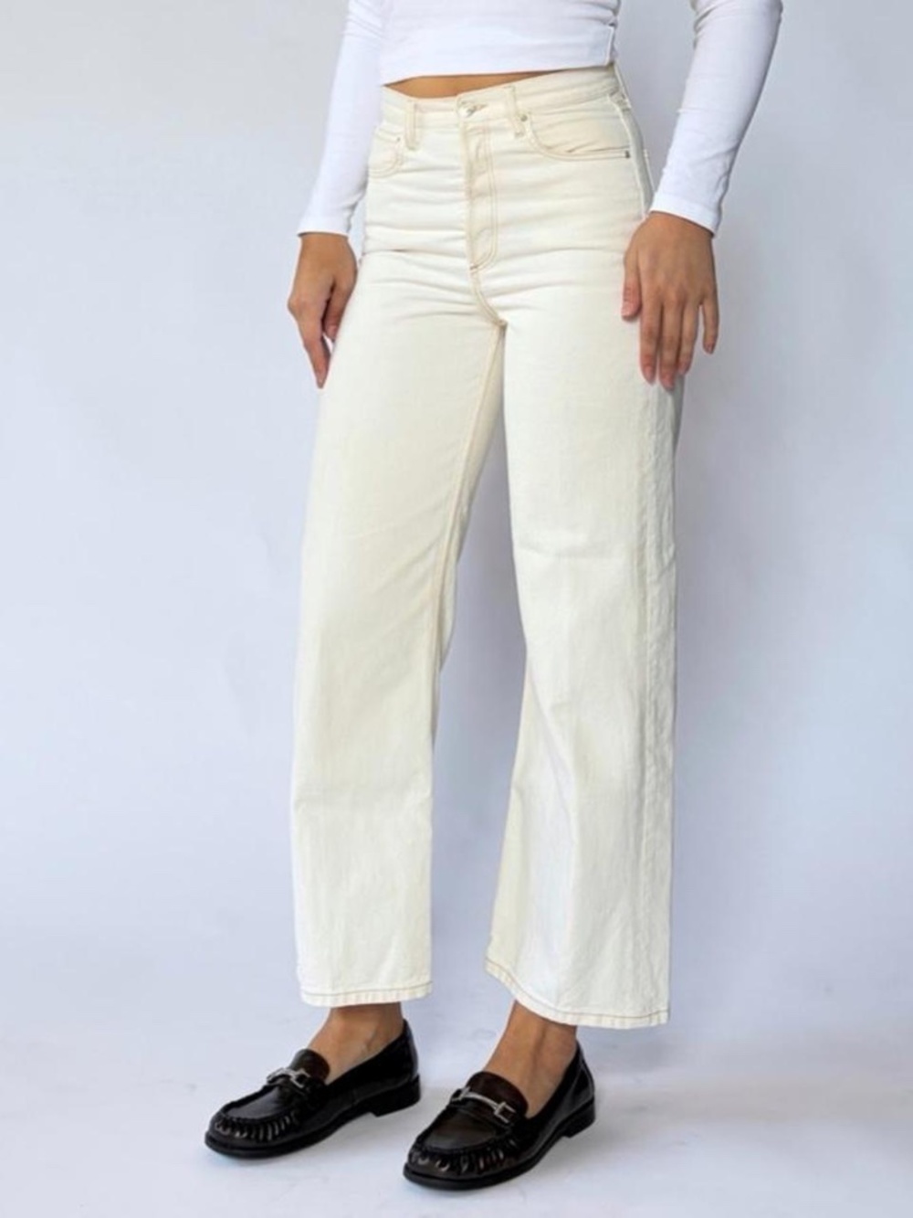 Mango Straight Leg Gabriela Jeans Cream 4